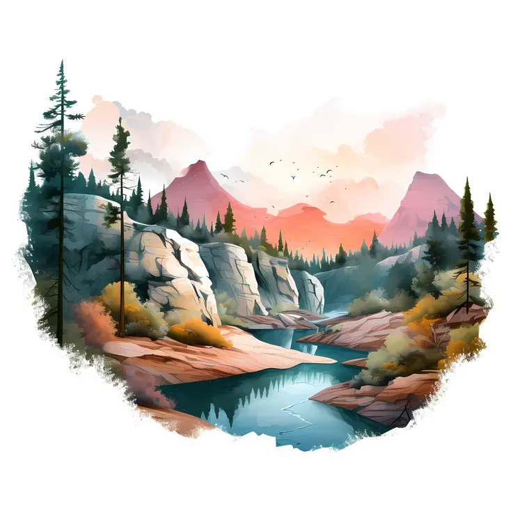 Mountain Landscape with River