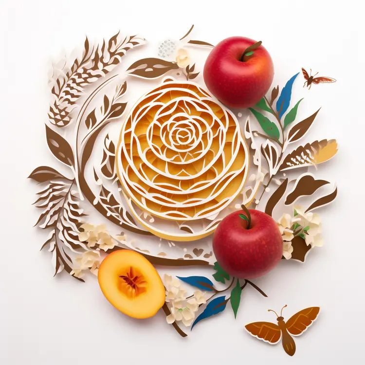 Beautiful Paper Art with Apples and Peaches