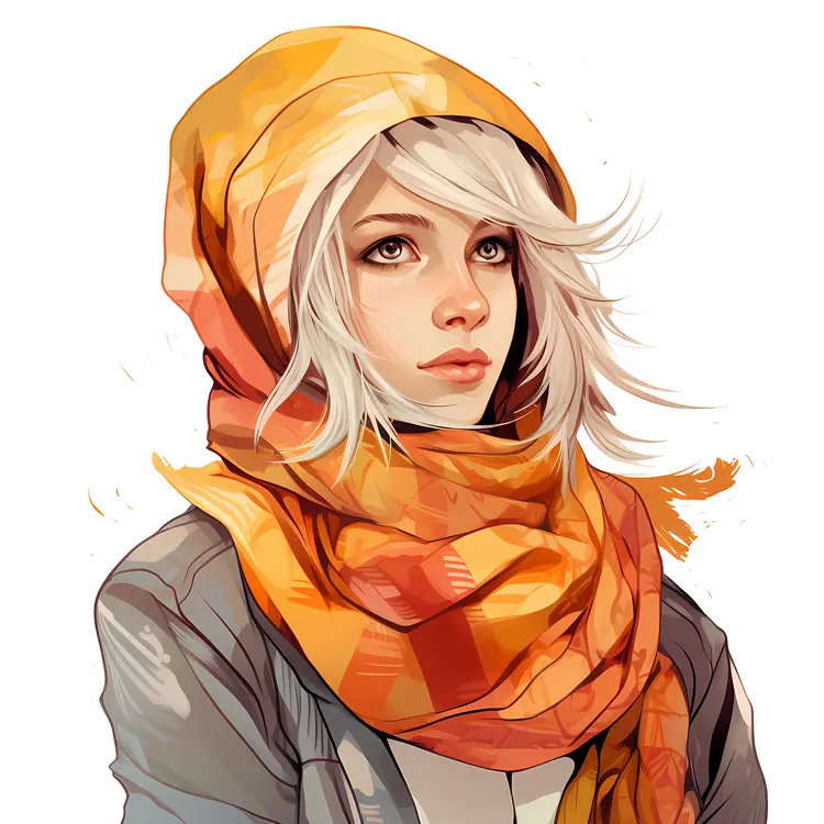 Blonde Woman with Orange Scarf