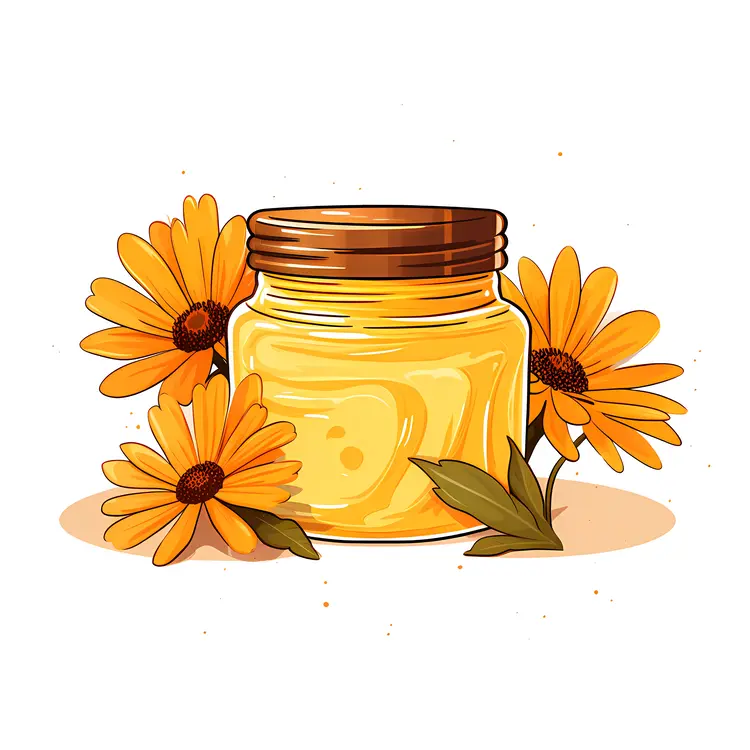 Yellow Flowers and Cream Jar