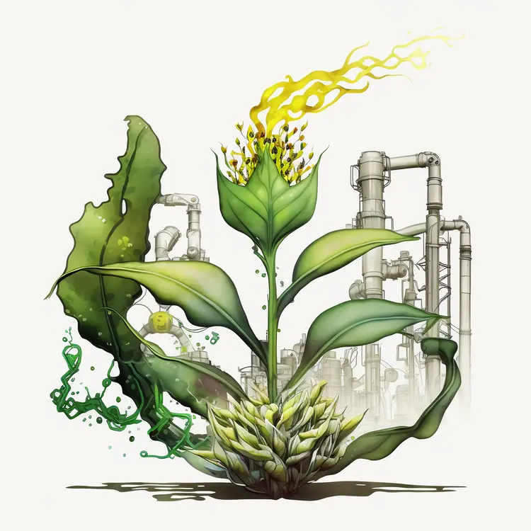 Corn Plant with Industrial Background Illustration