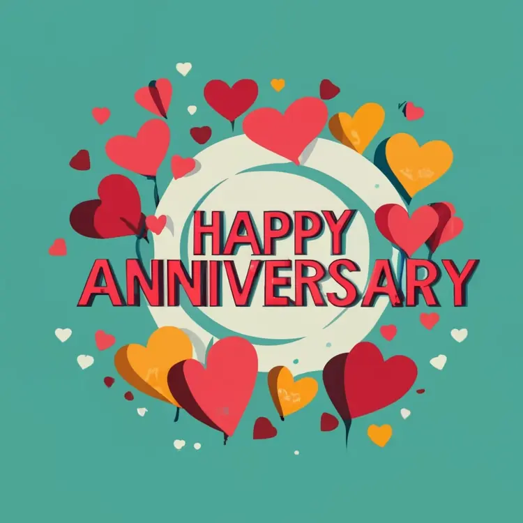 Happy Anniversary with Colorful Hearts