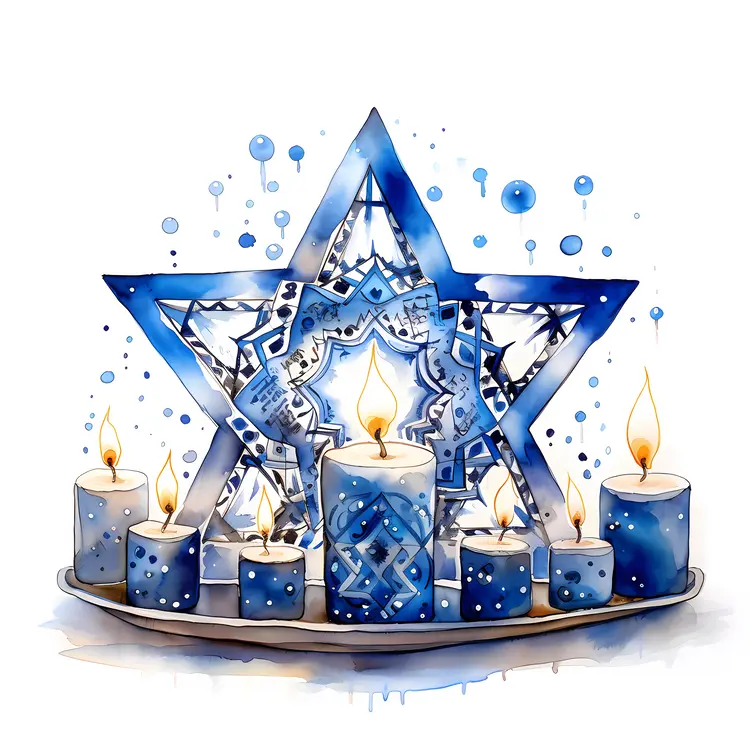 Blue Star and Candles for Festive Decoration