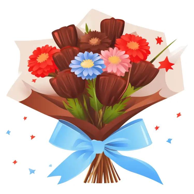 Chocolate Flower Bouquet with Ribbon