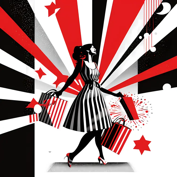 Stylish Woman with Shopping Bags