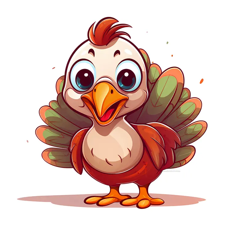 Cute Cartoon Turkey with Big Eyes