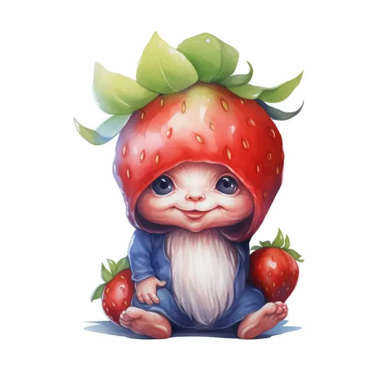 Cute Strawberry Gnome Illustration
