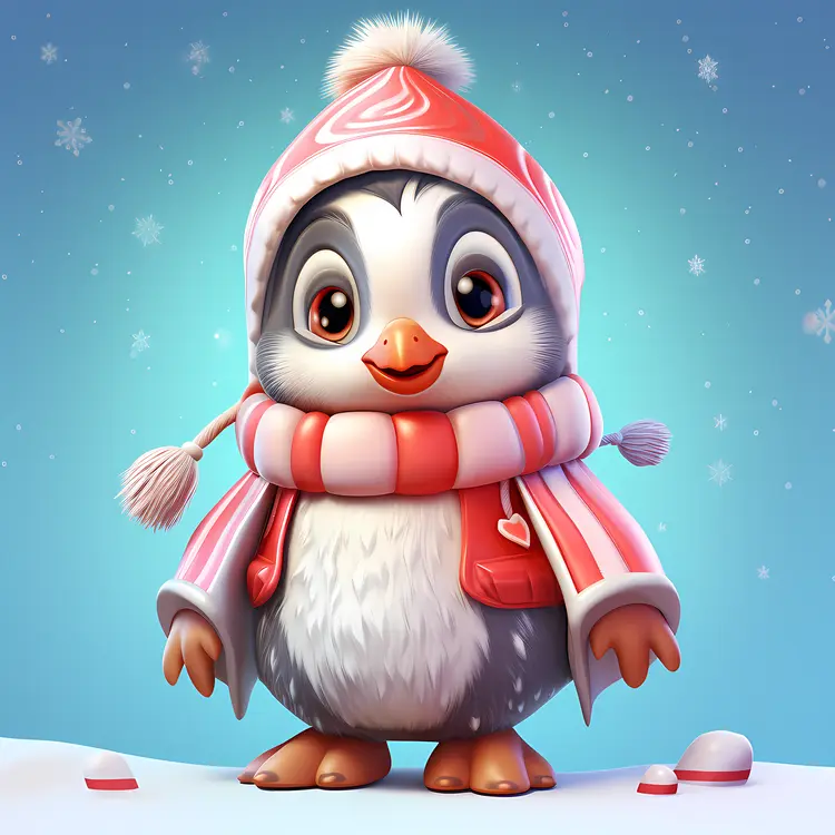 Adorable Penguin in Winter Attire
