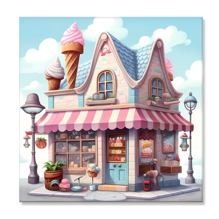 Whimsical Ice Cream Shop with Pastel Colors