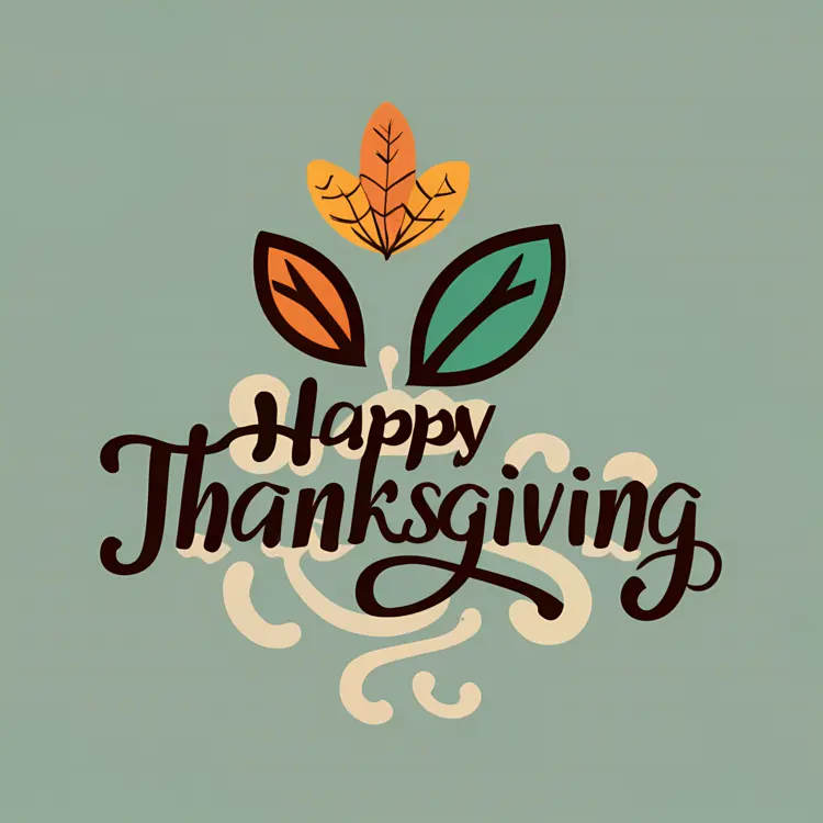 Happy Thanksgiving Greeting with Leaves
