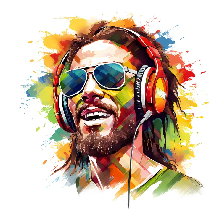 Colorful Reggae Headphones and Sunglasses