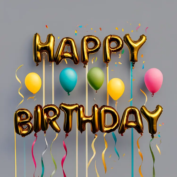 Happy Birthday with Balloons and Confetti