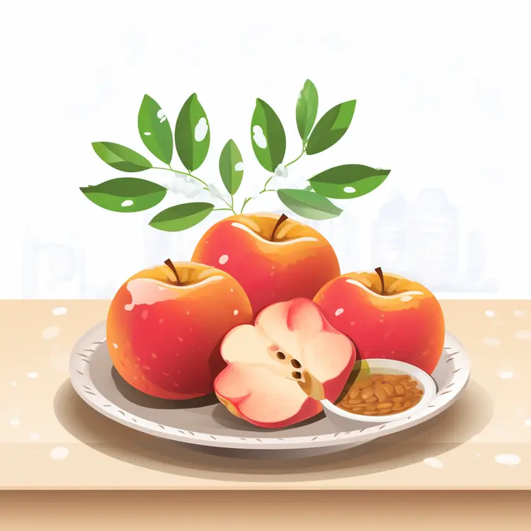 Fresh Red Apples on a Plate