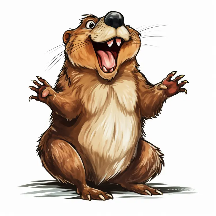 Happy Groundhog Cartoon Illustration