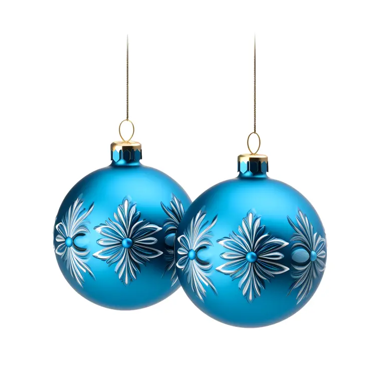 Blue Christmas Ornaments with Floral Design