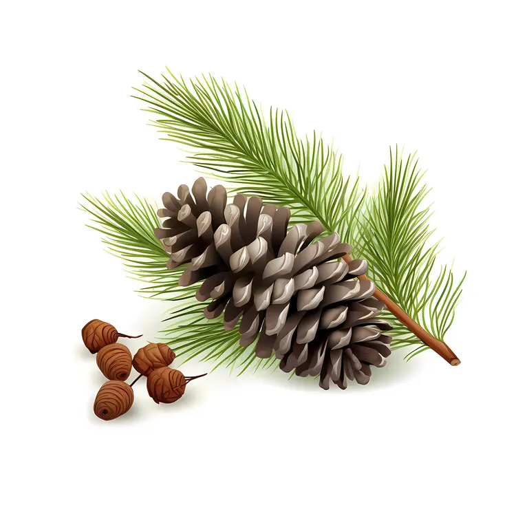 Pine Cone with Pine Needles and Acorns