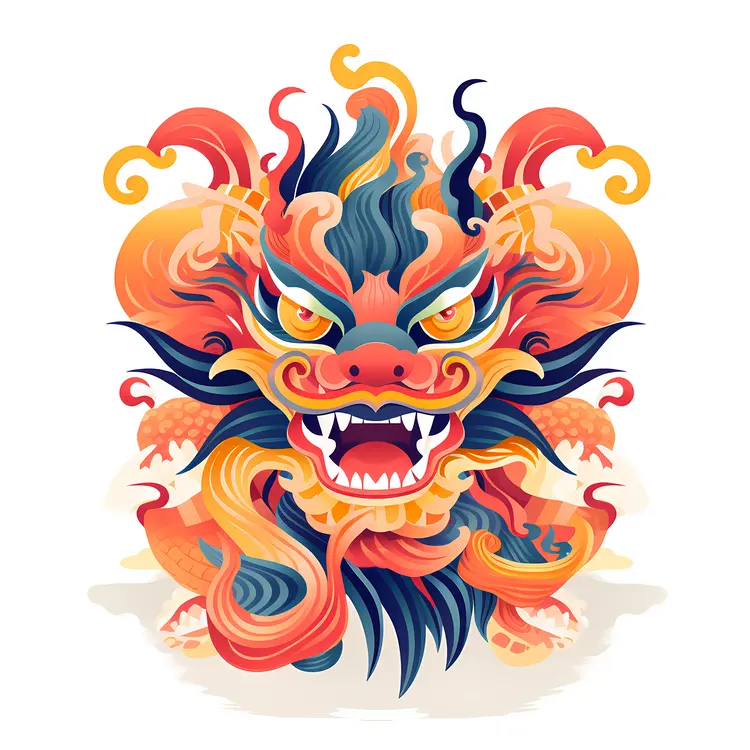 Vibrant Dragon Head Illustration