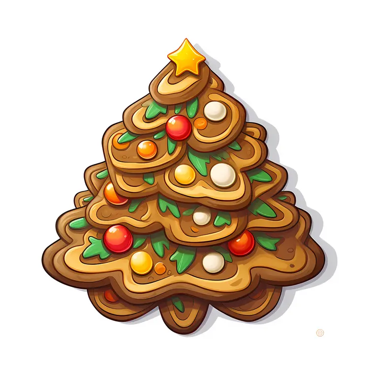 Layered Christmas Tree Cookie with Colorful Decorations