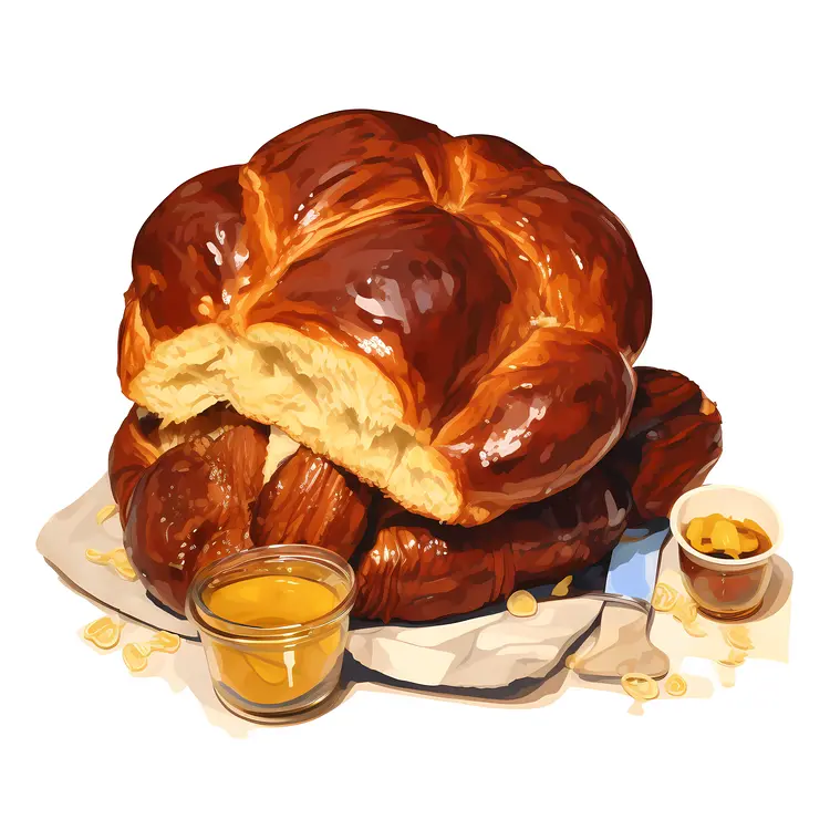 Golden Brown Braided Bread with Honey
