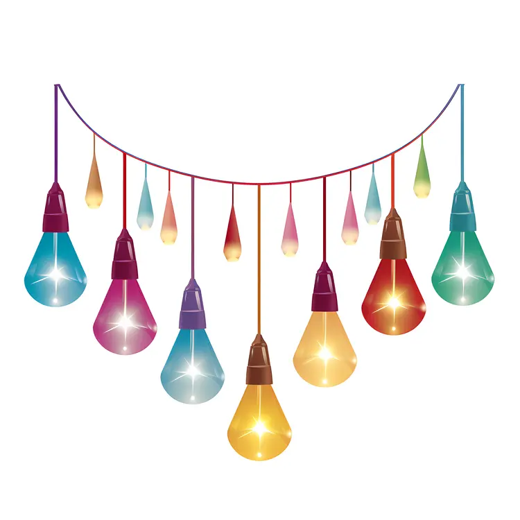 String of Colorful Festive Bulbs