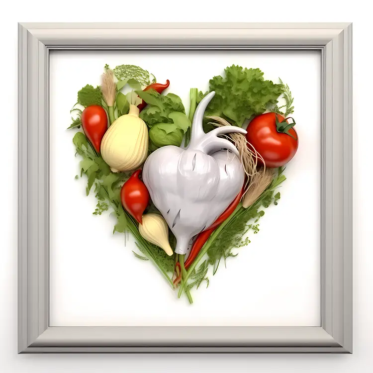 Heart-Shaped Vegetable Arrangement in a Frame