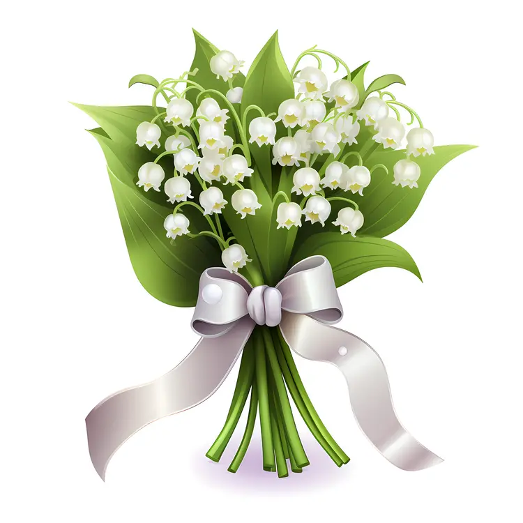 Lily of the Valley Bouquet with Silver Ribbon
