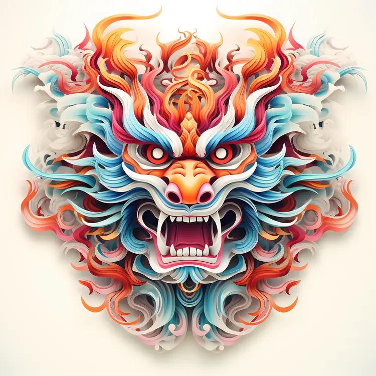 Colorful Dragon Illustration with Dynamic Design