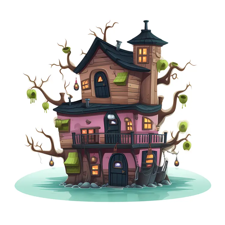 Whimsical Spooky Cartoon House