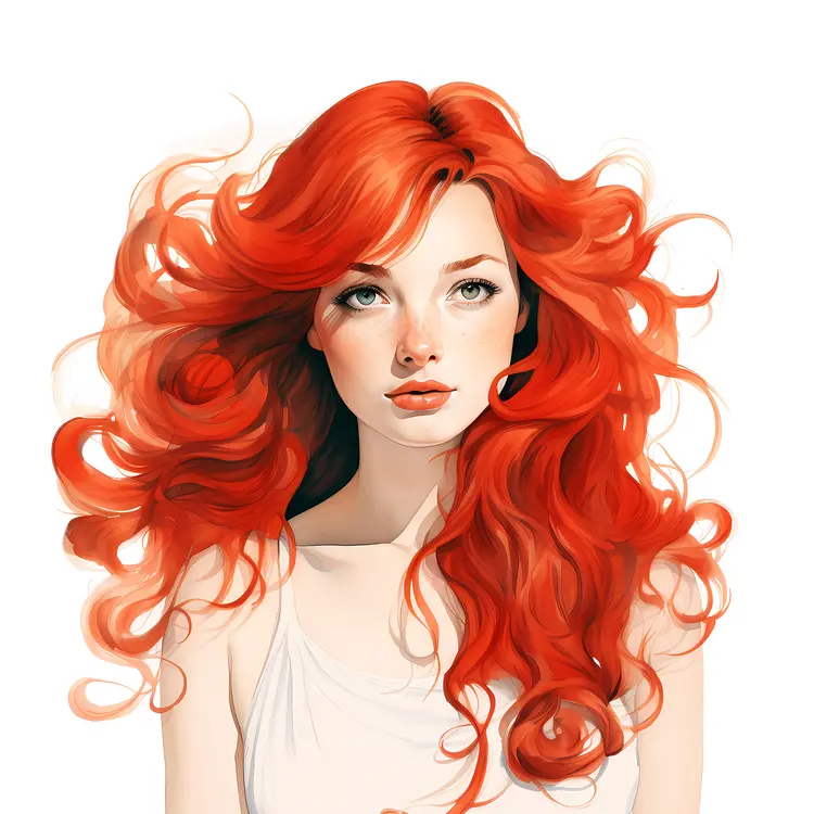 Red-haired girl with flowing hair