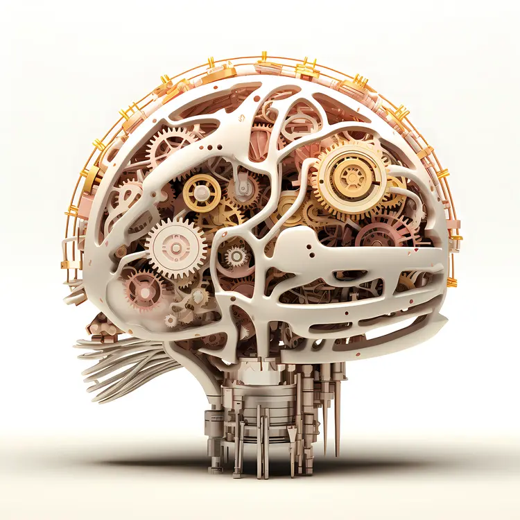 Mechanical Brain with Gears Illustration