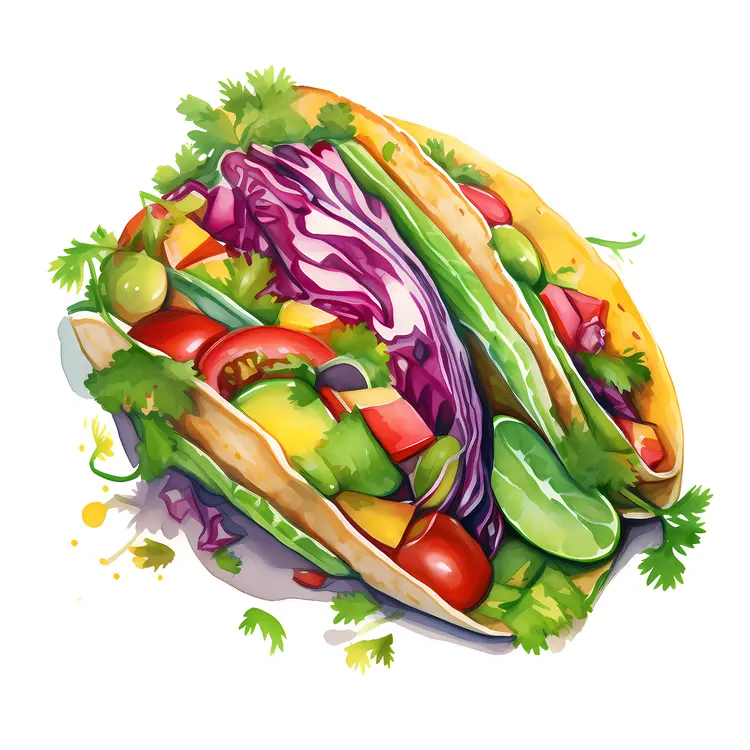 Colorful Fresh Taco with Vegetables