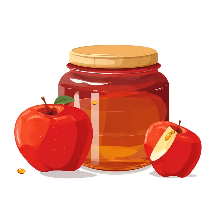 Honey Jar with Apples Illustration