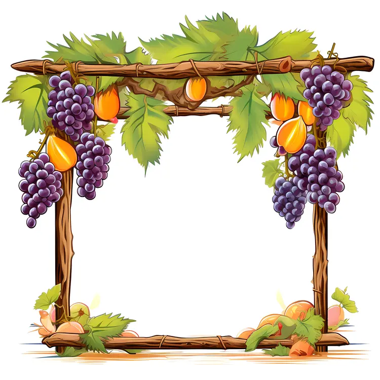 Grapes and Vine Frame Illustration
