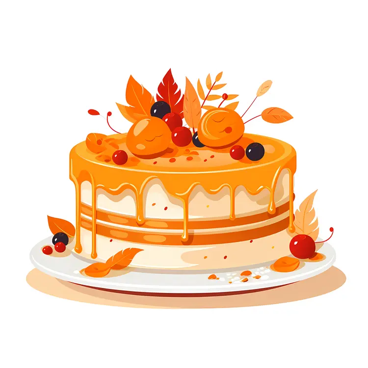 Autumn Themed Cake with Berries