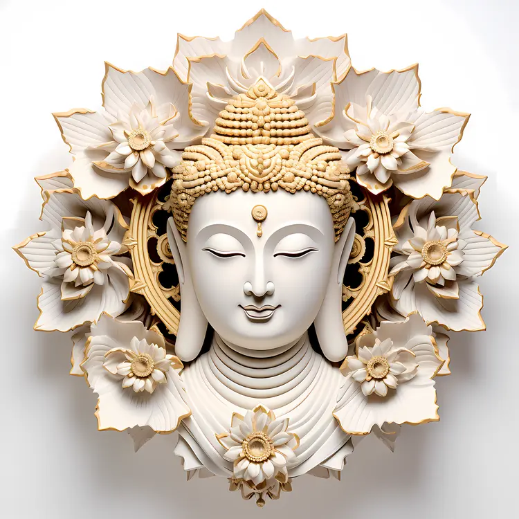 Decorative Buddha Head with Floral Design