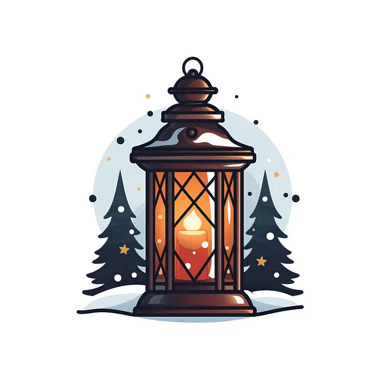 Bronze Lantern with Christmas Decorations