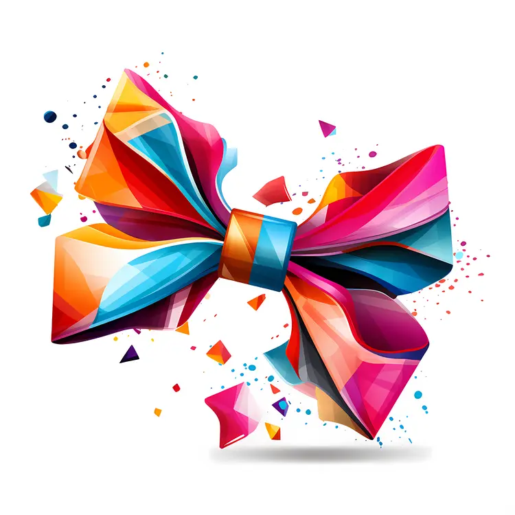 Vibrant Colorful Bow with Confetti