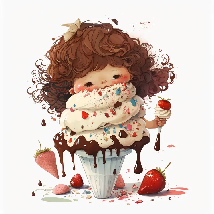 Cute Child with Ice Cream Sundae
