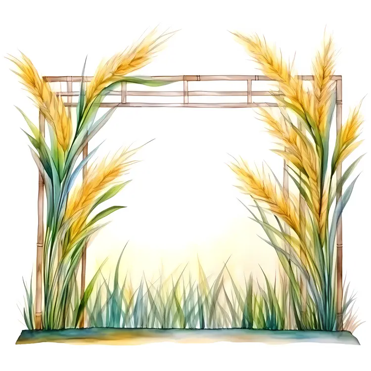 Wheat Frame with Grass Illustration