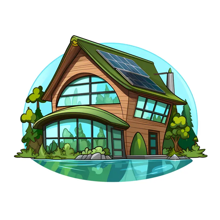 Eco-friendly House with Solar Panels and Large Windows