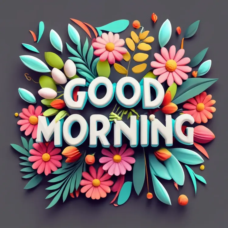 Colorful Floral Good Morning Text