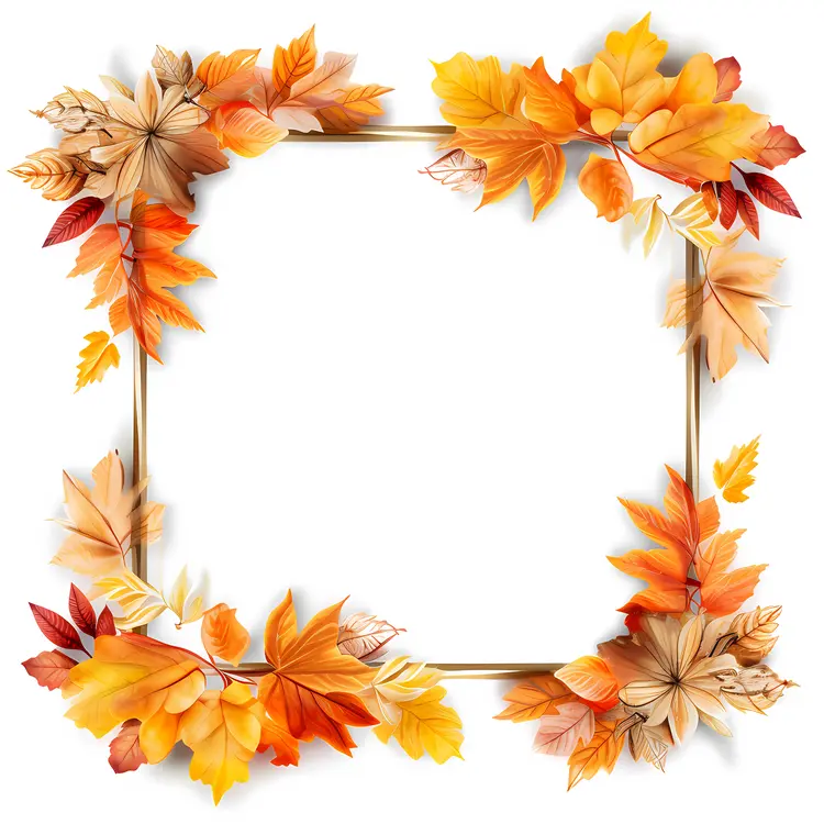 Autumn Leaves Frame with Golden and Red Tones