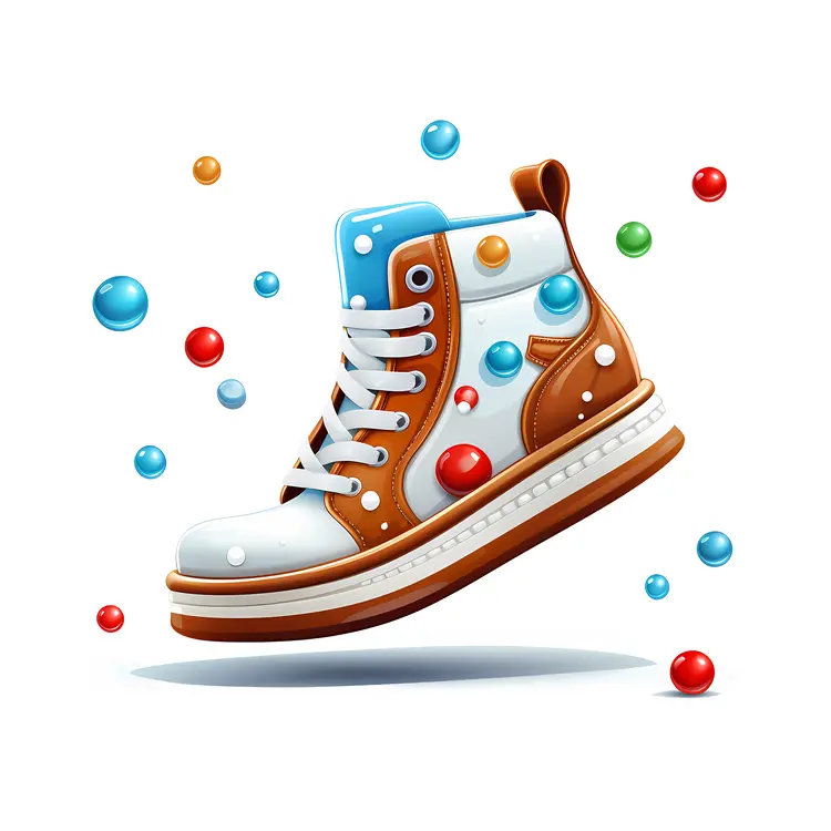 Colorful High-top Sneaker with Decorative Bubbles