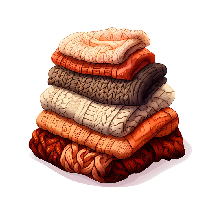 Neatly Folded Stack of Orange Clothes