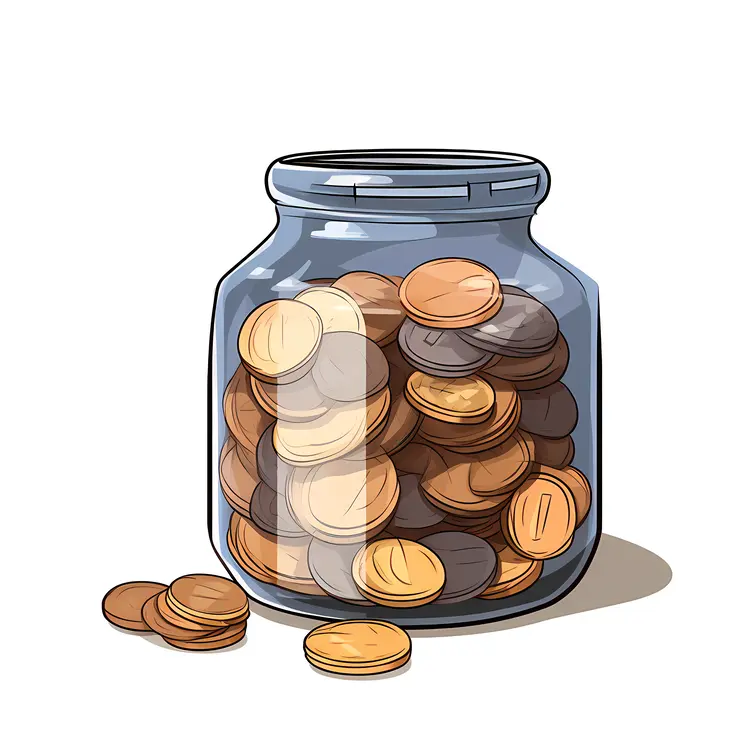 Jar of Coins for Savings