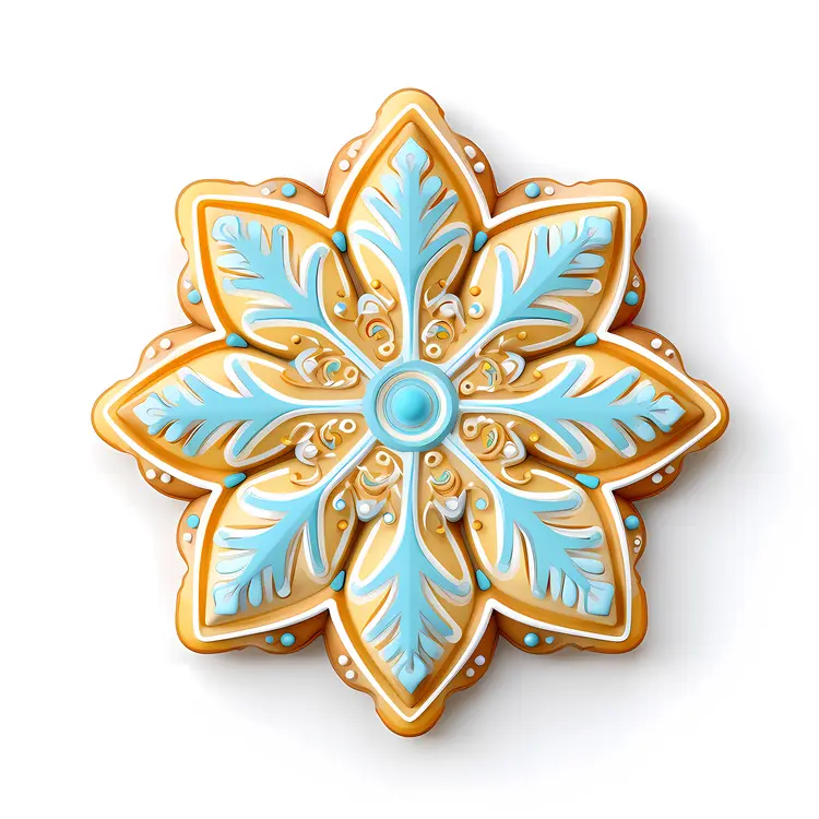 Blue and Gold Snowflake Cookie