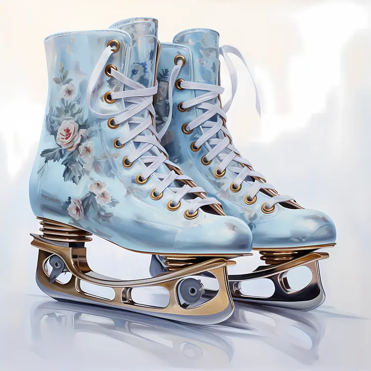 Floral Ice Skates with Laces