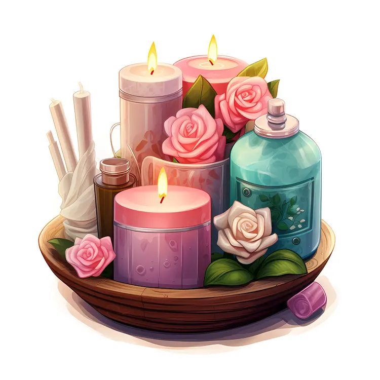 Candles and Roses on a Tray