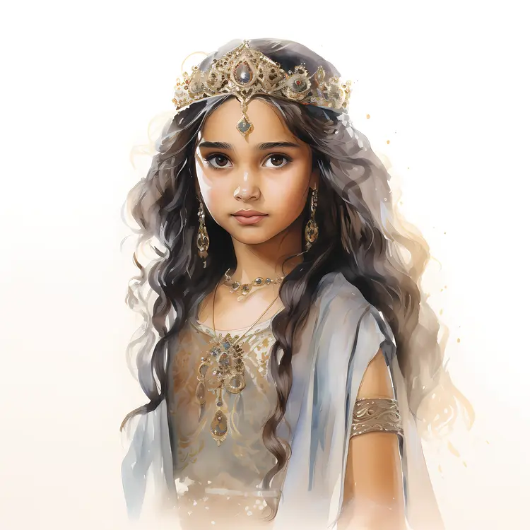 Young Girl in Traditional Attire with Jewelry