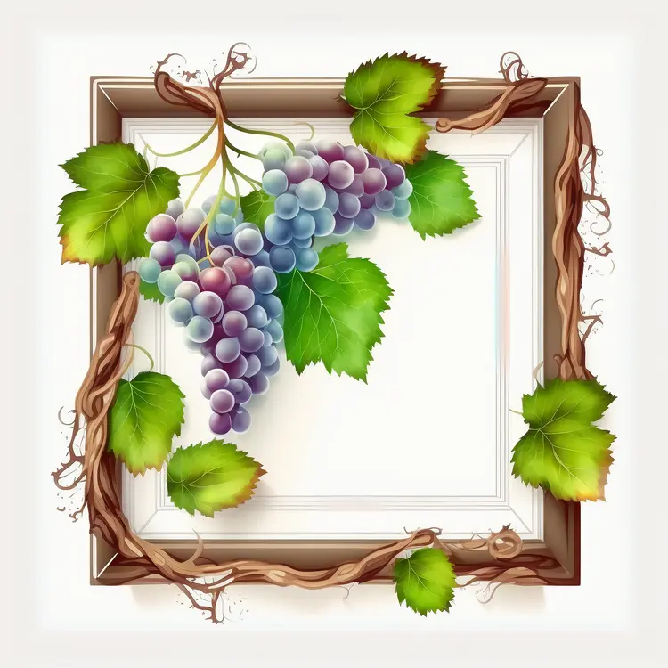 Grapes and Vine Leaves in Decorative Frame
